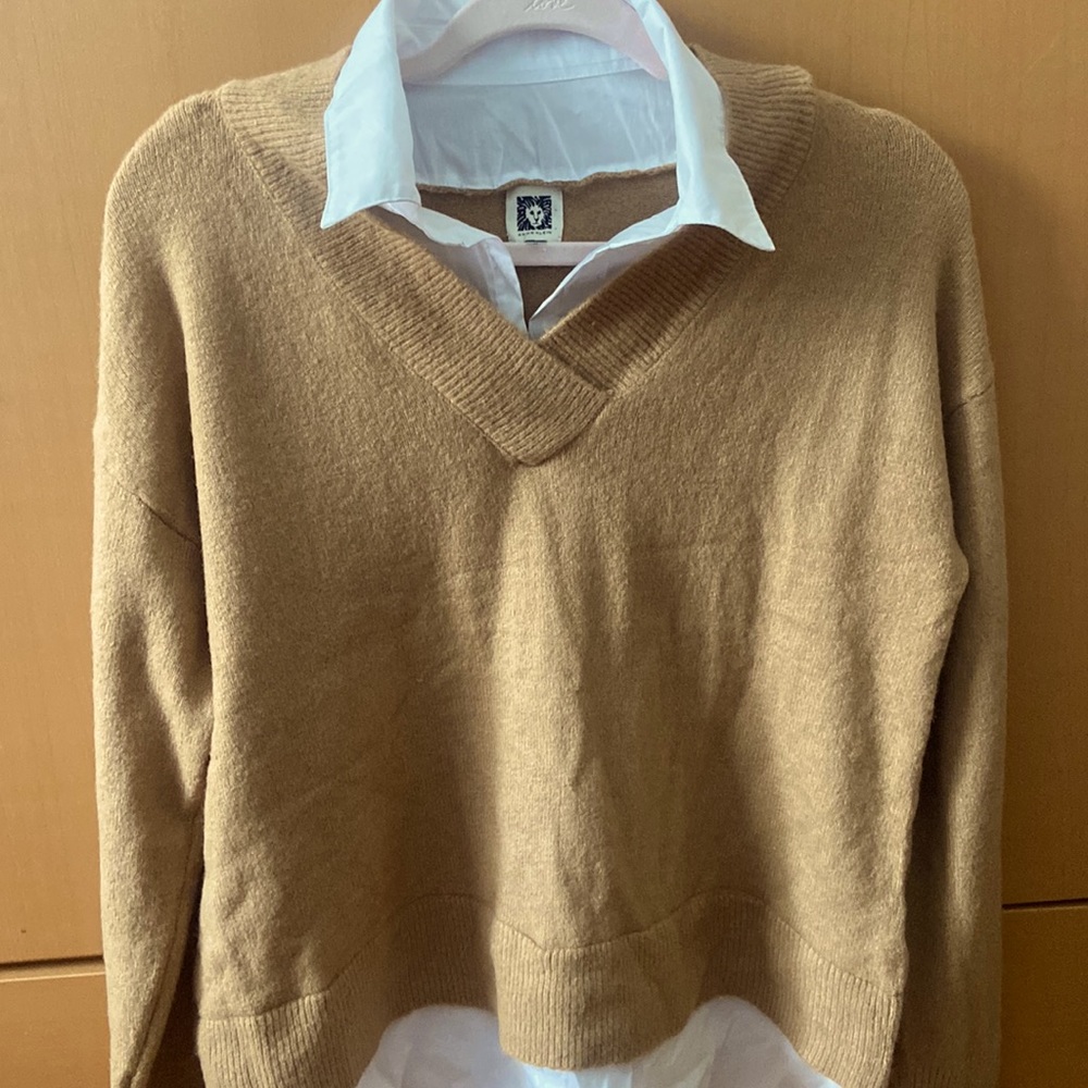 Never worn - Tan Collared Sweater